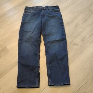 Carhartt Relaxed Fit Fleece Lined Jeans Mens 36x30 Blue Denim Work Pants